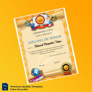 Ecuador Unidad Educativa _San Carlos II_ Honorary Diploma – High Quality Replacement Template 7 Page Ecuador Unidad Educativa _San Carlos II_ Honorary Diploma – High Quality Replacement Template 7 Page