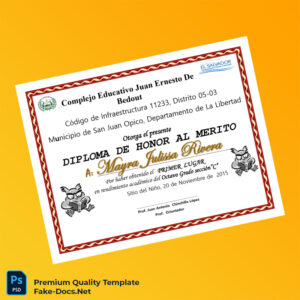 El Salvador Complejo Educativo Juan Ernesto de Bedout Honor Diploma Template – High Quality Replacement Template 3 Page El Salvador Complejo Educativo Juan Ernesto de Bedout Honor Diploma Template – High Quality Replacement Template 3 Page