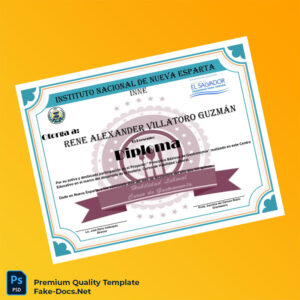 El Salvador Instituto Nacional de Nueva Esparta Diploma in Gastronomy Template – High Quality Replacement Template El Salvador Instituto Nacional de Nueva Esparta Diploma in Gastronomy Template – High Quality Replacement Template