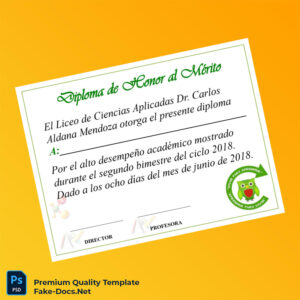 El Salvador Liceo de Ciencias Aplicadas Dr. Carlos Aldana Mendoza Honor Diploma Template – High Quality Replacement Template El Salvador Liceo de Ciencias Aplicadas Dr. Carlos Aldana Mendoza Honor Diploma Template – High Quality Replacement Template