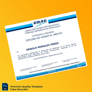 Guatemala Complex of Sports Retalhuleu Taekwondo Honor Diploma Template – High Quality Replacement Template Guatemala Complex of Sports Retalhuleu Taekwondo Honor Diploma Template – High Quality Replacement Template