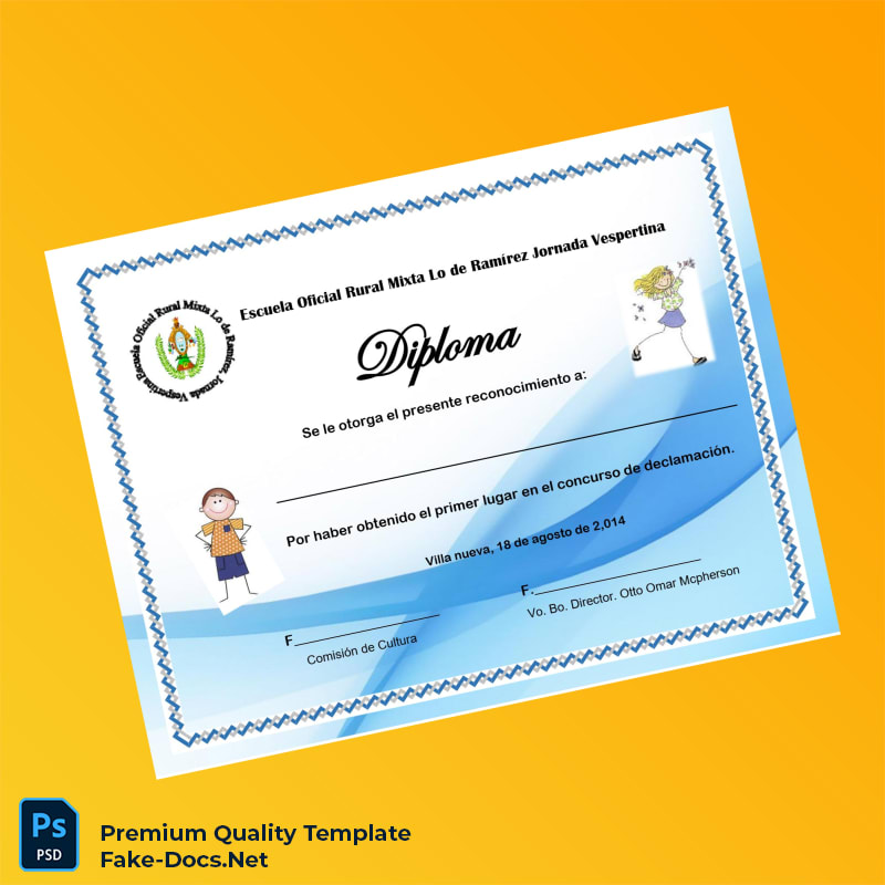 Guatemala Escuela Oficial Rural Mixta Lo de Ramírez Diploma – High Quality Replacement Template Guatemala Escuela Oficial Rural Mixta Lo de Ramírez Diploma – High Quality Replacement Template