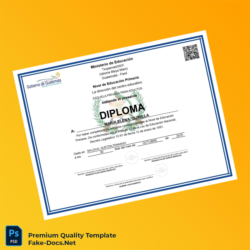 Guatemala Escuela Privada para Adultos Primary Education Diploma – High Quality Replacement Template Guatemala Escuela Privada para Adultos Primary Education Diploma – High Quality Replacement Template