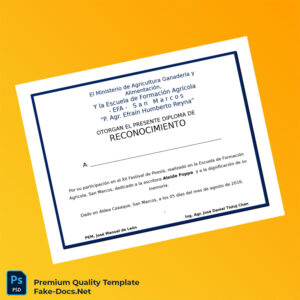 Guatemala Escuela de Formación Agrícola Recognition Diploma Template – High Quality Replacement Template 2 Page Guatemala Escuela de Formación Agrícola Recognition Diploma Template – High Quality Replacement Template 2 Page