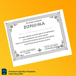 Guatemala Escuela de Formación Agrícola de San Marcos Diploma Template – High Quality Replacement Template Guatemala Escuela de Formación Agrícola de San Marcos Diploma Template – High Quality Replacement Template