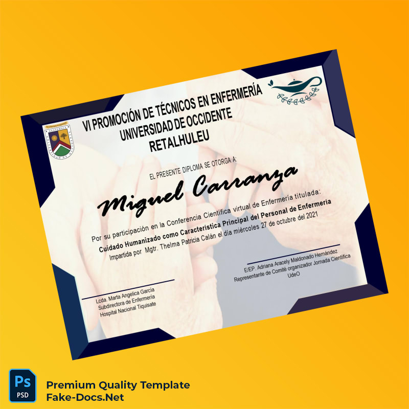 Guatemala Hospital Nacional Tiquisate Nursing Technician Diploma – High Quality Replacement Template 2 Page Guatemala Hospital Nacional Tiquisate Nursing Technician Diploma – High Quality Replacement Template 2 Page