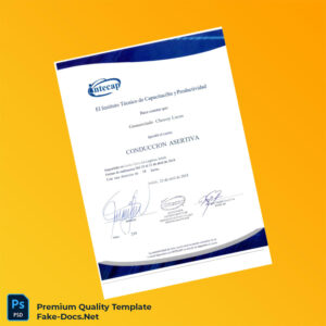 Guatemala INTECAP Course Completion Certificate in Assertive Driving – High Quality Replacement Template Guatemala INTECAP Course Completion Certificate in Assertive Driving – High Quality Replacement Template
