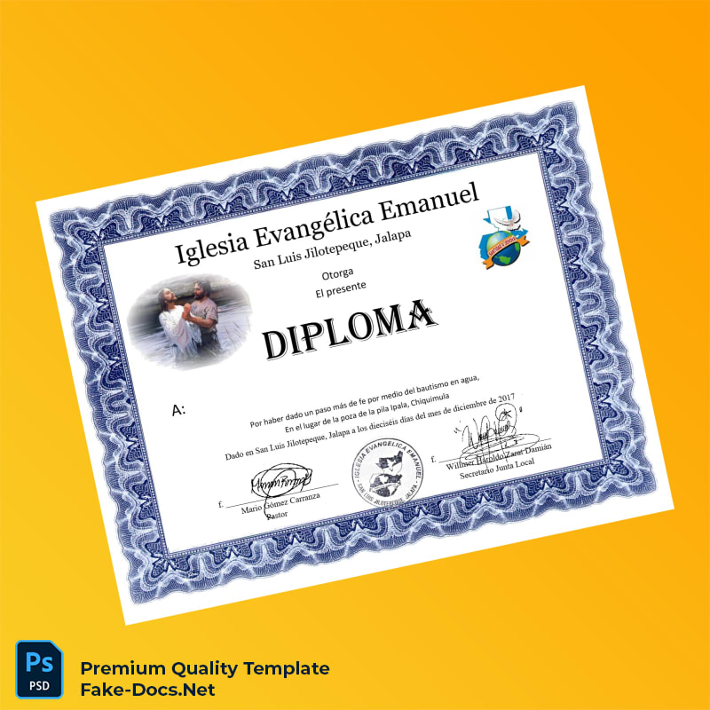 Guatemala Iglesia Evangélica Emanuel Baptism Diploma Template – High Quality Replacement Template Guatemala Iglesia Evangélica Emanuel Baptism Diploma Template – High Quality Replacement Template