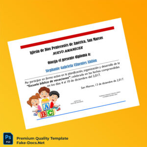 Guatemala Iglesia de Dios Pentecostés de América Diploma – High Quality Replacement Template Guatemala Iglesia de Dios Pentecostés de América Diploma – High Quality Replacement Template