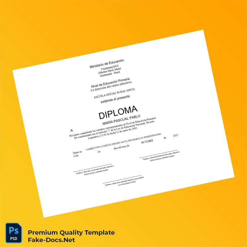 Guatemala Instituto Nacional de Educación Básica de Telesecundaria Primary Education Diploma – High Quality Replacement Template 3 Page Guatemala Instituto Nacional de Educación Básica de Telesecundaria Primary Education Diploma – High Quality Replacement Template 3 Page