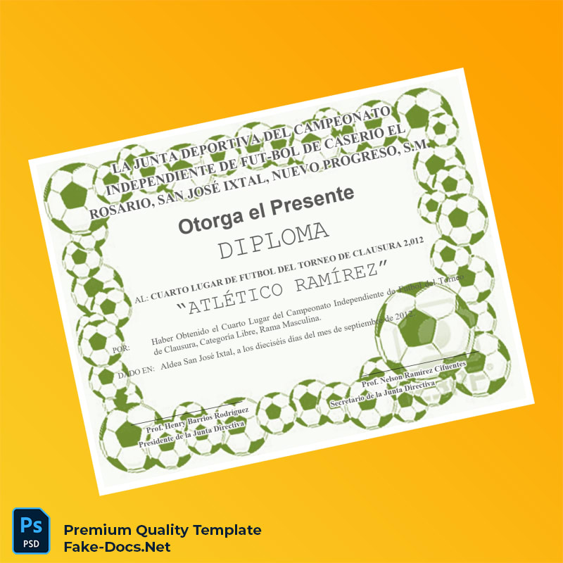 Guatemala Junta Deportiva del Campeonato Independiente de Fútbol Diploma – High Quality Replacement Template Guatemala Junta Deportiva del Campeonato Independiente de Fútbol Diploma – High Quality Replacement Template