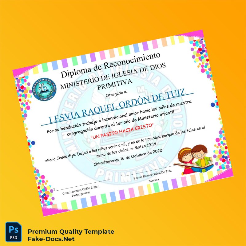 Guatemala Ministerio de Dios Primitiva Diploma of Recognition – High Quality Replacement Template Guatemala Ministerio de Dios Primitiva Diploma of Recognition – High Quality Replacement Template