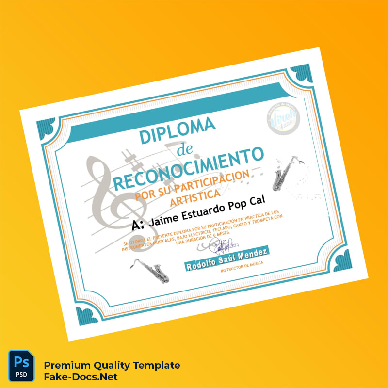 Guatemala Music Diploma Certificate – High Quality Replacement Template Guatemala Music Diploma Certificate – High Quality Replacement Template