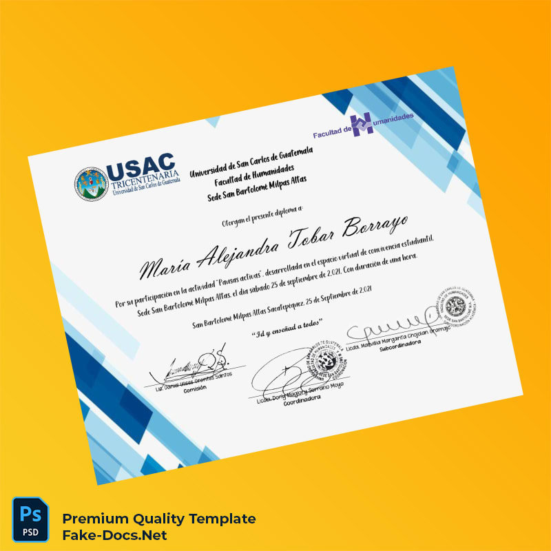 Guatemala University of San Carlos of Guatemala Participation Diploma – High Quality Replacement Template Guatemala University of San Carlos of Guatemala Participation Diploma – High Quality Replacement Template