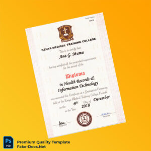 Kenya Kenya Medical Training College Diploma in Health Records & Information Technology Template – High Quality Replacement Template Kenya Kenya Medical Training College Diploma in Health Records & Information Technology Template – High Quality Replacement Template