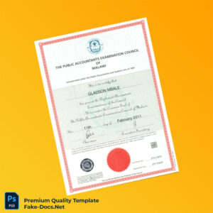 Malawi Public Accountants Examination Council Diploma Certificate – High Quality Replacement Template Malawi Public Accountants Examination Council Diploma Certificate – High Quality Replacement Template