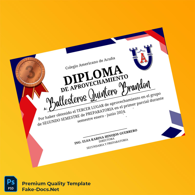 Mexico Colegio Americano de Acuña Diploma of Achievement Template – High Quality Replacement Template 6 Page Mexico Colegio Americano de Acuña Diploma of Achievement Template – High Quality Replacement Template 6 Page