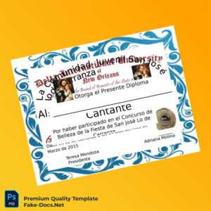 Mexico Community of San José Lo de Carranza Diploma Template – High Quality Replacement Template Mexico Community of San José Lo de Carranza Diploma Template – High Quality Replacement Template