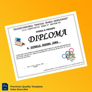 Mexico Telesecundaria Pascual María Hernández Diploma Certificate – High Quality Replacement Template Mexico Telesecundaria Pascual María Hernández Diploma Certificate – High Quality Replacement Template