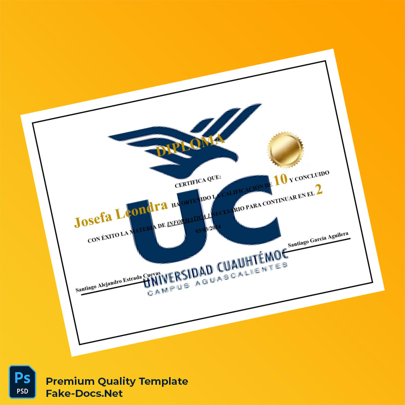 Mexico Universidad Cuauhtémoc High School Diploma – High Quality Replacement Template Mexico Universidad Cuauhtémoc High School Diploma – High Quality Replacement Template