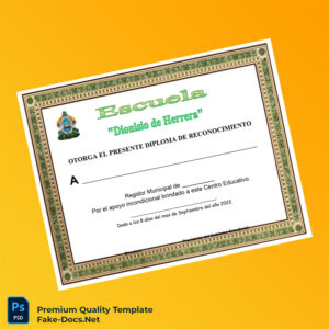 Panama Dionisio de Herrera School Recognition Diploma Template – High Quality Replacement Template Panama Dionisio de Herrera School Recognition Diploma Template – High Quality Replacement Template