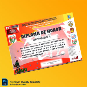 Peru Capajsi Primary School Honor Diploma Template – High Quality Replacement Template Peru Capajsi Primary School Honor Diploma Template – High Quality Replacement Template
