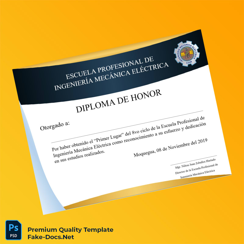 Peru Escuela Profesional de Ingeniería Mecánica Eléctrica Honor Diploma – High Quality Replacement Template Peru Escuela Profesional de Ingeniería Mecánica Eléctrica Honor Diploma – High Quality Replacement Template