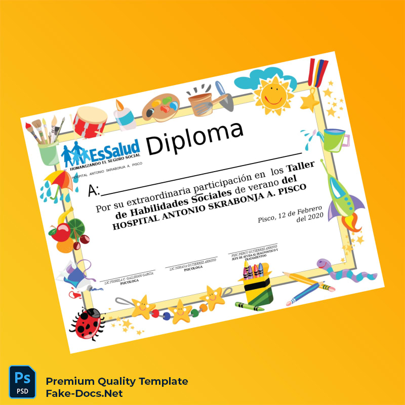 Peru Hospital Antonio Skrabonja A. Pisco Diploma in Social Skills Workshop – High Quality Replacement Template Peru Hospital Antonio Skrabonja A. Pisco Diploma in Social Skills Workshop – High Quality Replacement Template