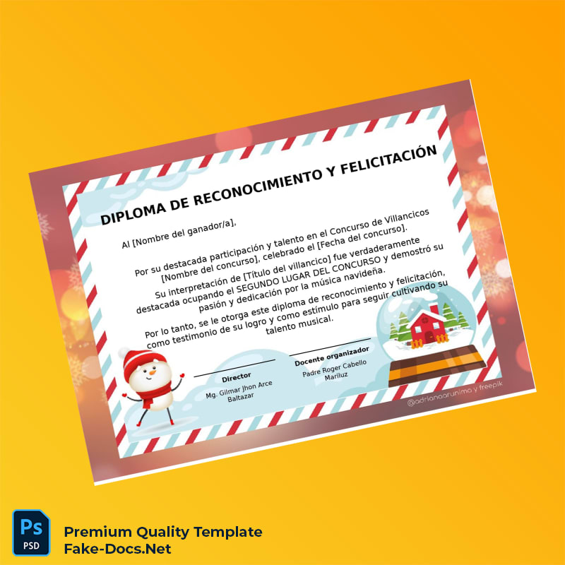 Peru I.E. San Cristobal de Chupán Recognition Diploma Template – High Quality Replacement Template 5 Page Peru I.E. San Cristobal de Chupán Recognition Diploma Template – High Quality Replacement Template 5 Page