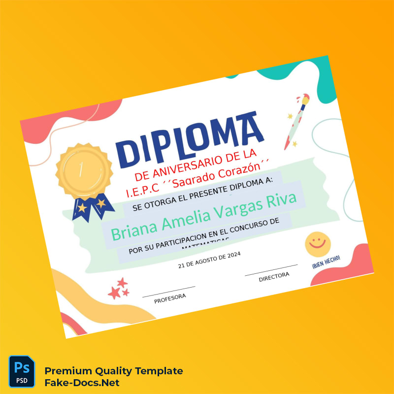 Peru I.E.P.C. _Sagrado Corazón_ Diploma Template – High Quality Replacement Template Peru I.E.P.C. _Sagrado Corazón_ Diploma Template – High Quality Replacement Template