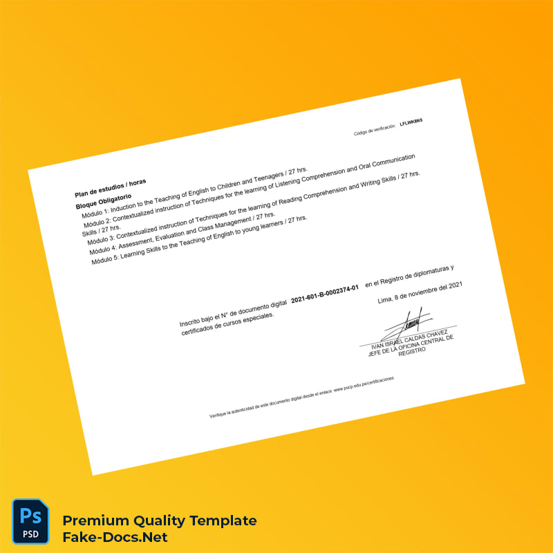 Peru Pontifical Catholic University of Peru Diploma in Methodological Principles for TEFL to Children and Teenagers – High Quality Replacement Template 2 Page Peru Pontifical Catholic University of Peru Diploma in Methodological Principles for TEFL to Children and Teenagers – High Quality Replacement Template 2 Page