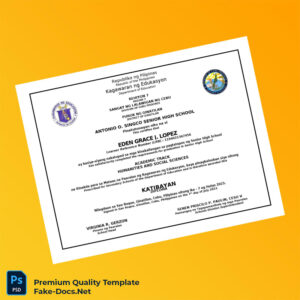 Philippines Antonio O. Singco Senior High School High School Diploma – High Quality Replacement Template Philippines Antonio O. Singco Senior High School High School Diploma – High Quality Replacement Template