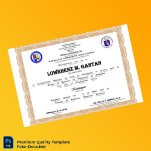 Philippines Mabalacat Community High School Diploma Certificate – High Quality Replacement Template Philippines Mabalacat Community High School Diploma Certificate – High Quality Replacement Template