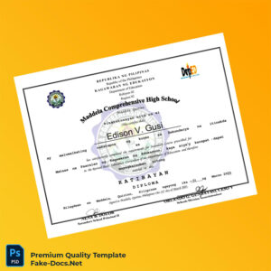 Philippines Maddela Comprehensive High School Secondary Diploma – High Quality Replacement Template 2 Page Philippines Maddela Comprehensive High School Secondary Diploma – High Quality Replacement Template 2 Page