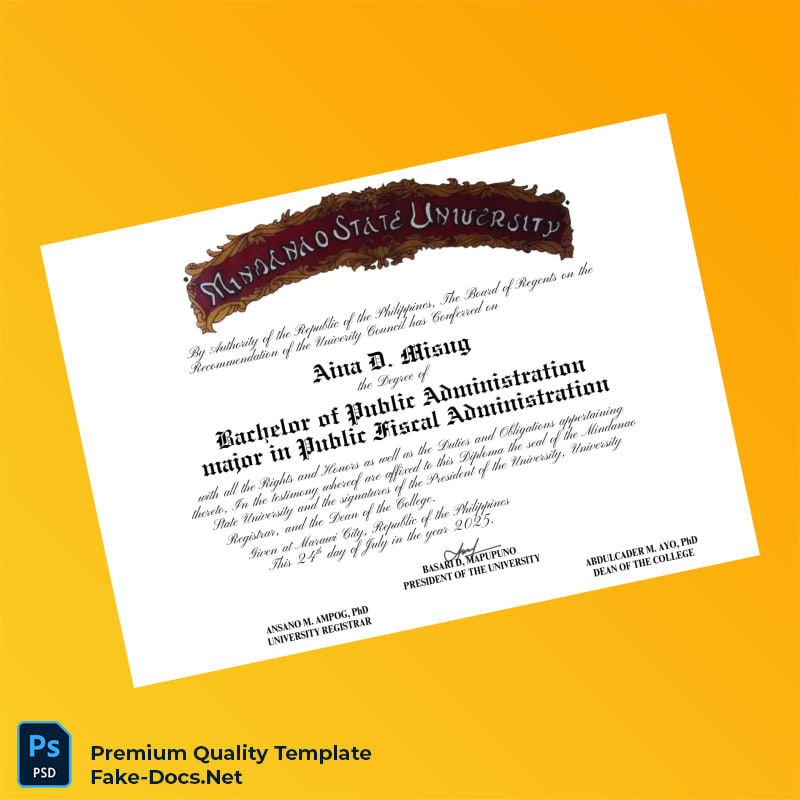 Philippines Mindanao State University Bachelor of Public Administration in Public Fiscal Administration Template – High Quality Replacement Template Philippines Mindanao State University Bachelor of Public Administration in Public Fiscal Administration Template – High Quality Replacement Template