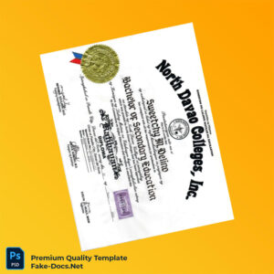Philippines North Davao Colleges Inc Bachelor of Secondary Education Diploma – High Quality Replacement Template Philippines North Davao Colleges Inc Bachelor of Secondary Education Diploma – High Quality Replacement Template