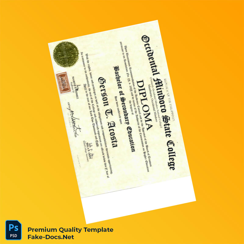 Philippines Occidental Mindoro State College Bachelor of Secondary Education Template – High Quality Replacement Template Philippines Occidental Mindoro State College Bachelor of Secondary Education Template – High Quality Replacement Template