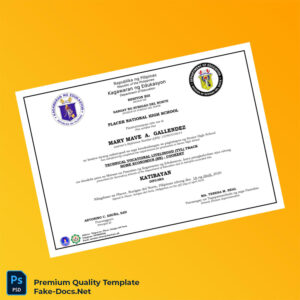 Philippines Placer National High School High School Diploma – High Quality Replacement Template 3 Page Philippines Placer National High School High School Diploma – High Quality Replacement Template 3 Page