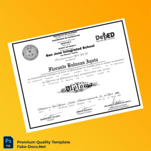 Philippines San Jose Integrated School High School Diploma – High Quality Replacement Template Philippines San Jose Integrated School High School Diploma – High Quality Replacement Template