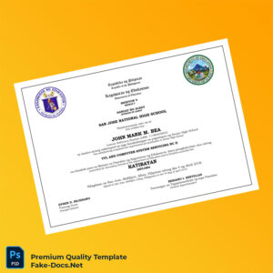 Philippines San Jose National High School High School Diploma – High Quality Replacement Template Philippines San Jose National High School High School Diploma – High Quality Replacement Template