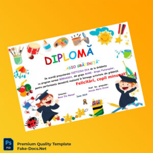 Romania Grădinița Bernadea Preschool Diploma Template – High Quality Replacement Template Romania Grădinița Bernadea Preschool Diploma Template – High Quality Replacement Template