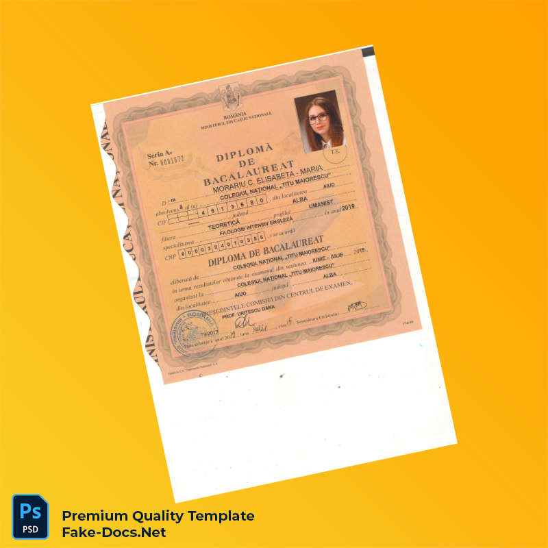 Romania Titu Maiorescu National College High School Diploma – High Quality Replacement Template 2 Page Romania Titu Maiorescu National College High School Diploma – High Quality Replacement Template 2 Page