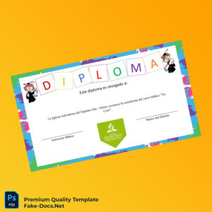 Spain Adventist Church of the Seventh Day Diploma in Biblical Studies Template – High Quality Replacement Template 6 Page