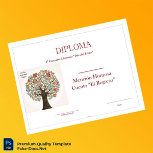 Spain Diploma Día Del Libro Honorable Mention Certificate – High Quality Replacement Template Spain Diploma Día Del Libro Honorable Mention Certificate – High Quality Replacement Template