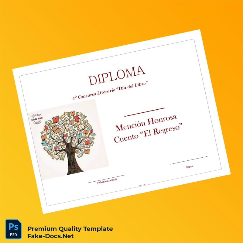 Spain Diploma Día Del Libro Honorable Mention Certificate – High Quality Replacement Template Spain Diploma Día Del Libro Honorable Mention Certificate – High Quality Replacement Template