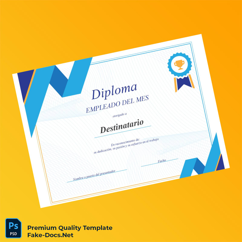 Spain Diploma Employee of the Month Template – High Quality Replacement Template Spain Diploma Employee of the Month Template – High Quality Replacement Template