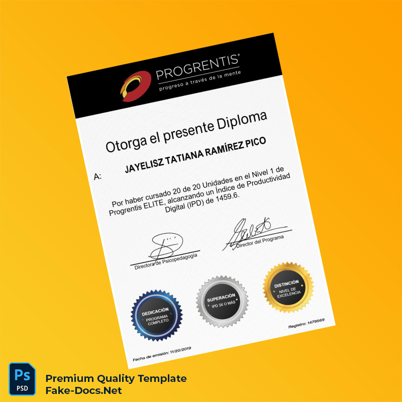 Spain Progrentis ELITE Level 1 Diploma – High Quality Replacement Template Spain Progrentis ELITE Level 1 Diploma – High Quality Replacement Template
