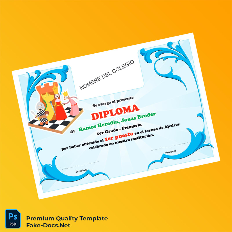 Spain School Diploma in Chess Template – High Quality Replacement Template Spain School Diploma in Chess Template – High Quality Replacement Template