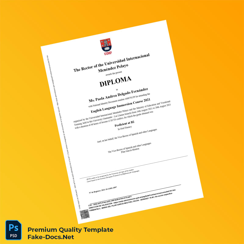 Spain Universidad Internacional Menéndez Pelayo Diploma in English Language Immersion Course 2021 – High Quality Replacement Template 2 Page Spain Universidad Internacional Menéndez Pelayo Diploma in English Language Immersion Course 2021 – High Quality Replacement Template 2 Page