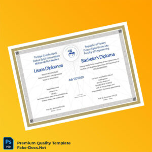 Turkey Dokuz Eylul University Bachelor’s Diploma in Civil Engineering Template – High Quality Replacement Template Turkey Dokuz Eylul University Bachelor’s Diploma in Civil Engineering Template – High Quality Replacement Template
